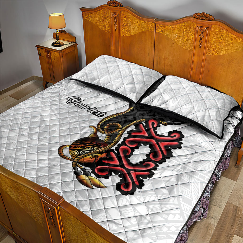 Personalised Papua New Guinea Oro Necklace Quilt Bed Set Black Melanesia Traditional Pattern