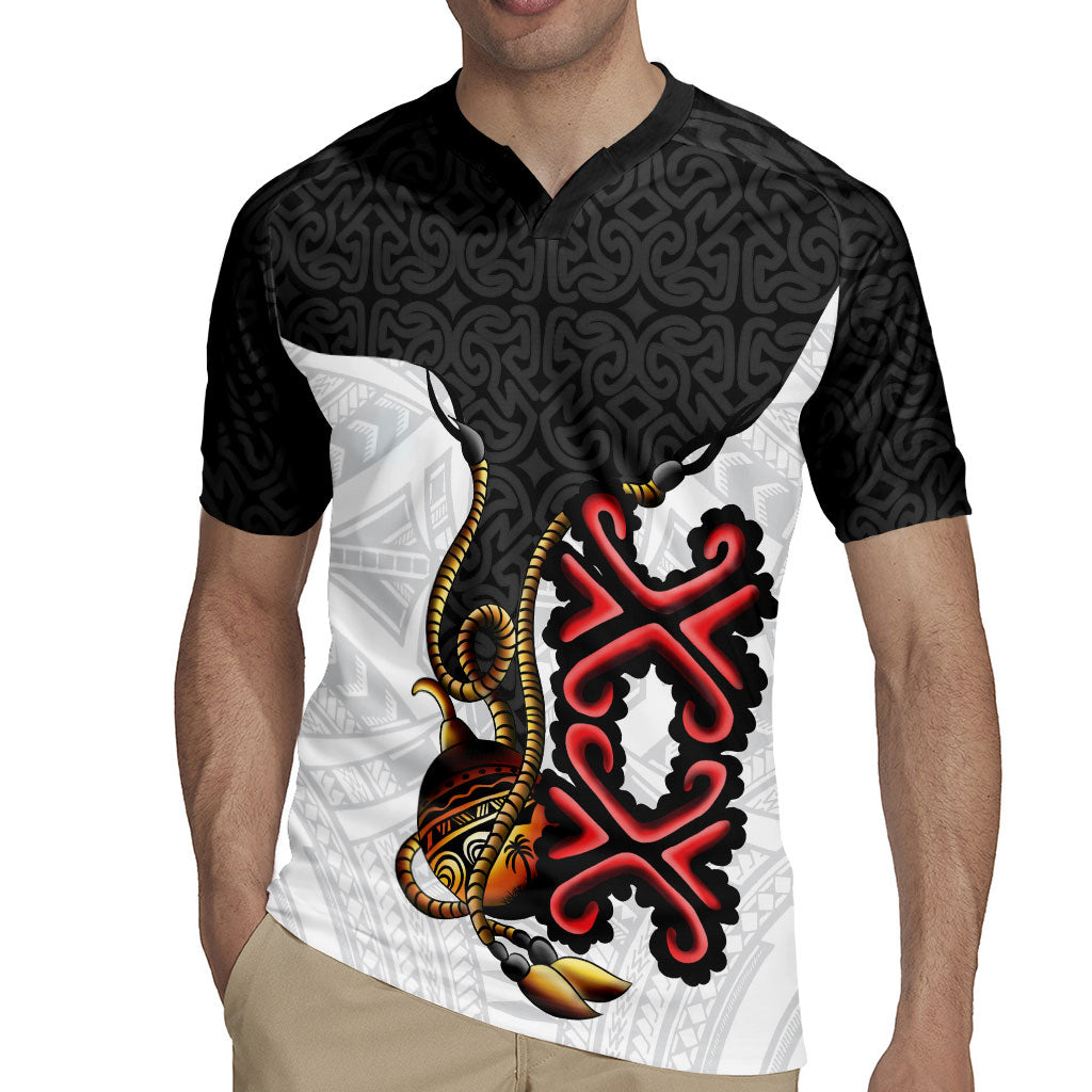 Personalised Papua New Guinea Oro Necklace Rugby Jersey Black Melanesia Traditional Pattern