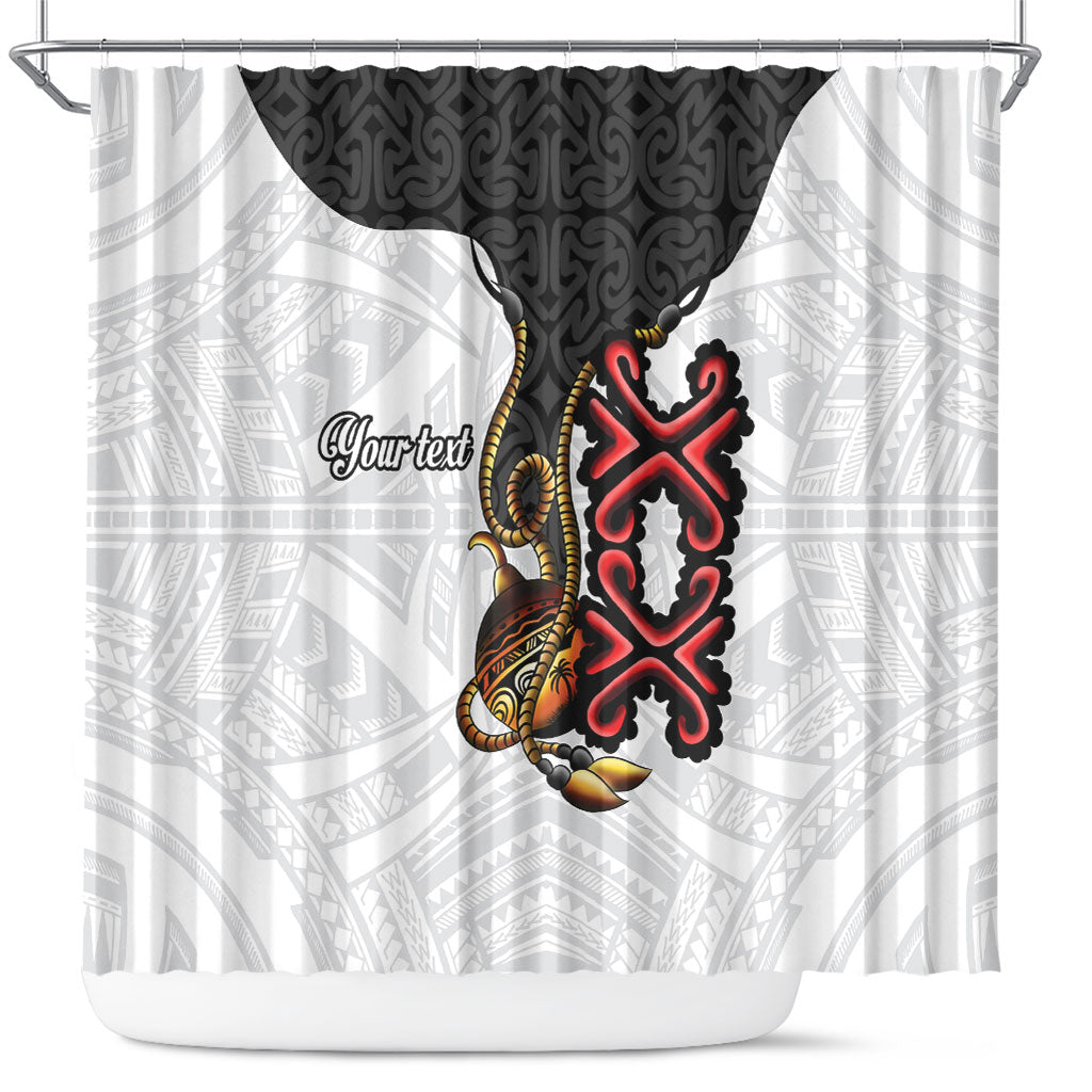 Personalised Papua New Guinea Oro Necklace Shower Curtain Black Melanesia Traditional Pattern