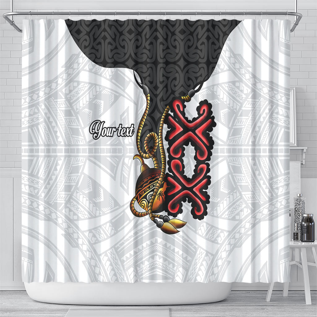 Personalised Papua New Guinea Oro Necklace Shower Curtain Black Melanesia Traditional Pattern