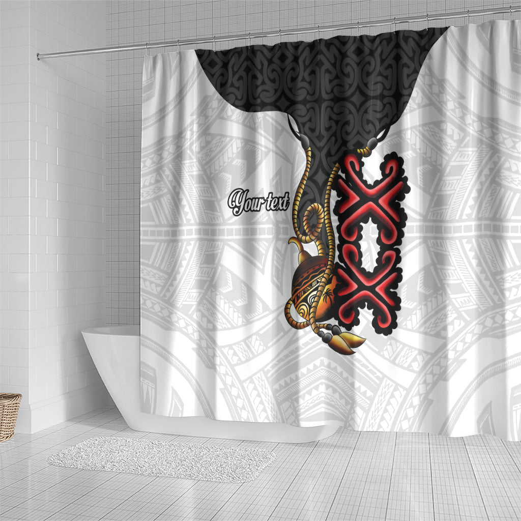 Personalised Papua New Guinea Oro Necklace Shower Curtain Black Melanesia Traditional Pattern