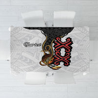 Personalised Papua New Guinea Oro Necklace Tablecloth Black Melanesia Traditional Pattern