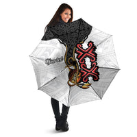 Personalised Papua New Guinea Oro Necklace Umbrella Black Melanesia Traditional Pattern