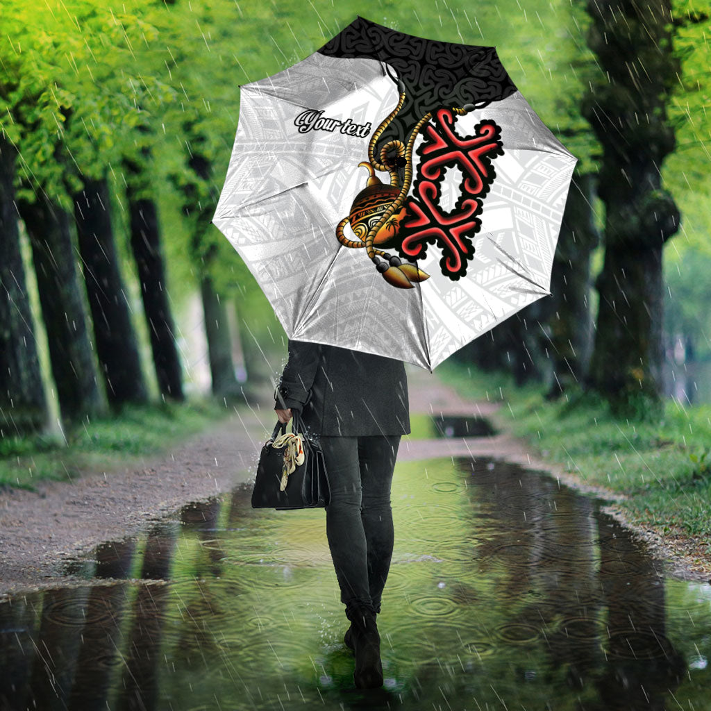 Personalised Papua New Guinea Oro Necklace Umbrella Black Melanesia Traditional Pattern
