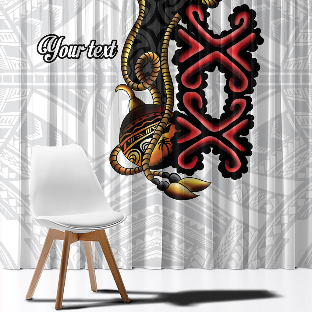 Personalised Papua New Guinea Oro Necklace Window Curtain Black Melanesia Traditional Pattern