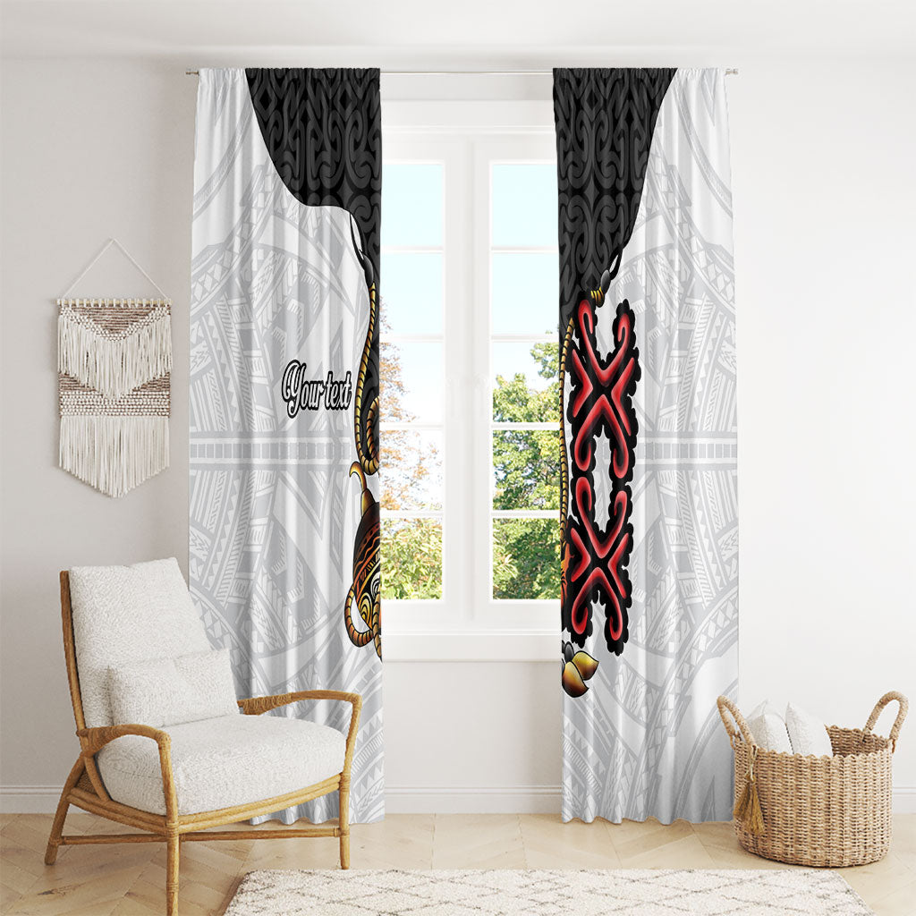 Personalised Papua New Guinea Oro Necklace Window Curtain Black Melanesia Traditional Pattern