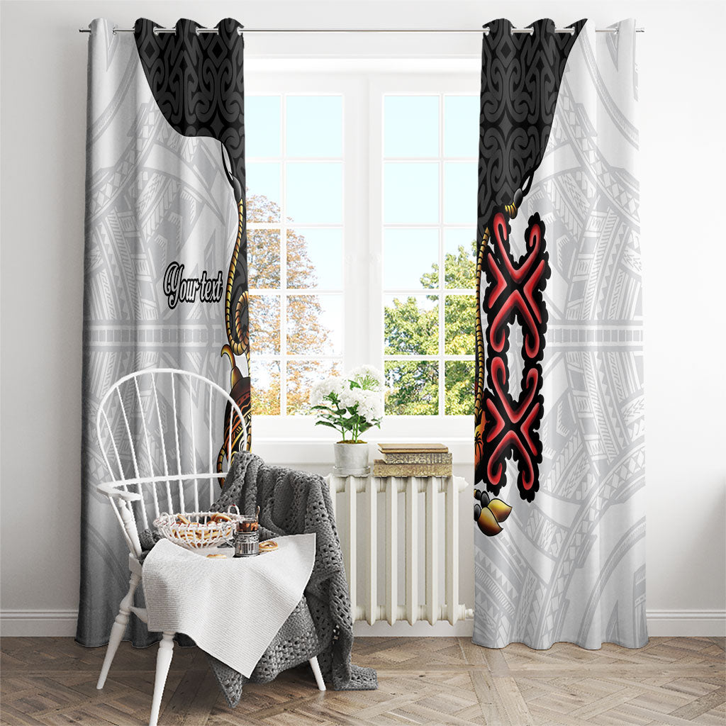 Personalised Papua New Guinea Oro Necklace Window Curtain Black Melanesia Traditional Pattern