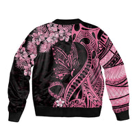 Polynesian Floral Butterfly Bomber Jacket Breast Cancer Pink Ribbon LT9 - Polynesian Pride