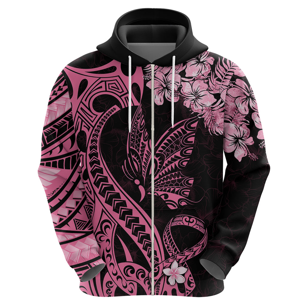 Polynesian Floral Butterfly Hoodie Breast Cancer Pink Ribbon LT9 - Polynesian Pride