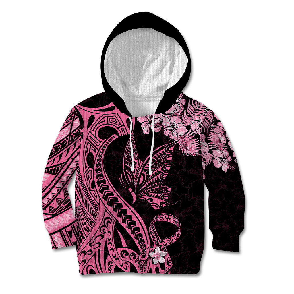 Polynesian Floral Butterfly Kid Hoodie Breast Cancer Pink Ribbon LT9 Hoodie Pink - Polynesian Pride