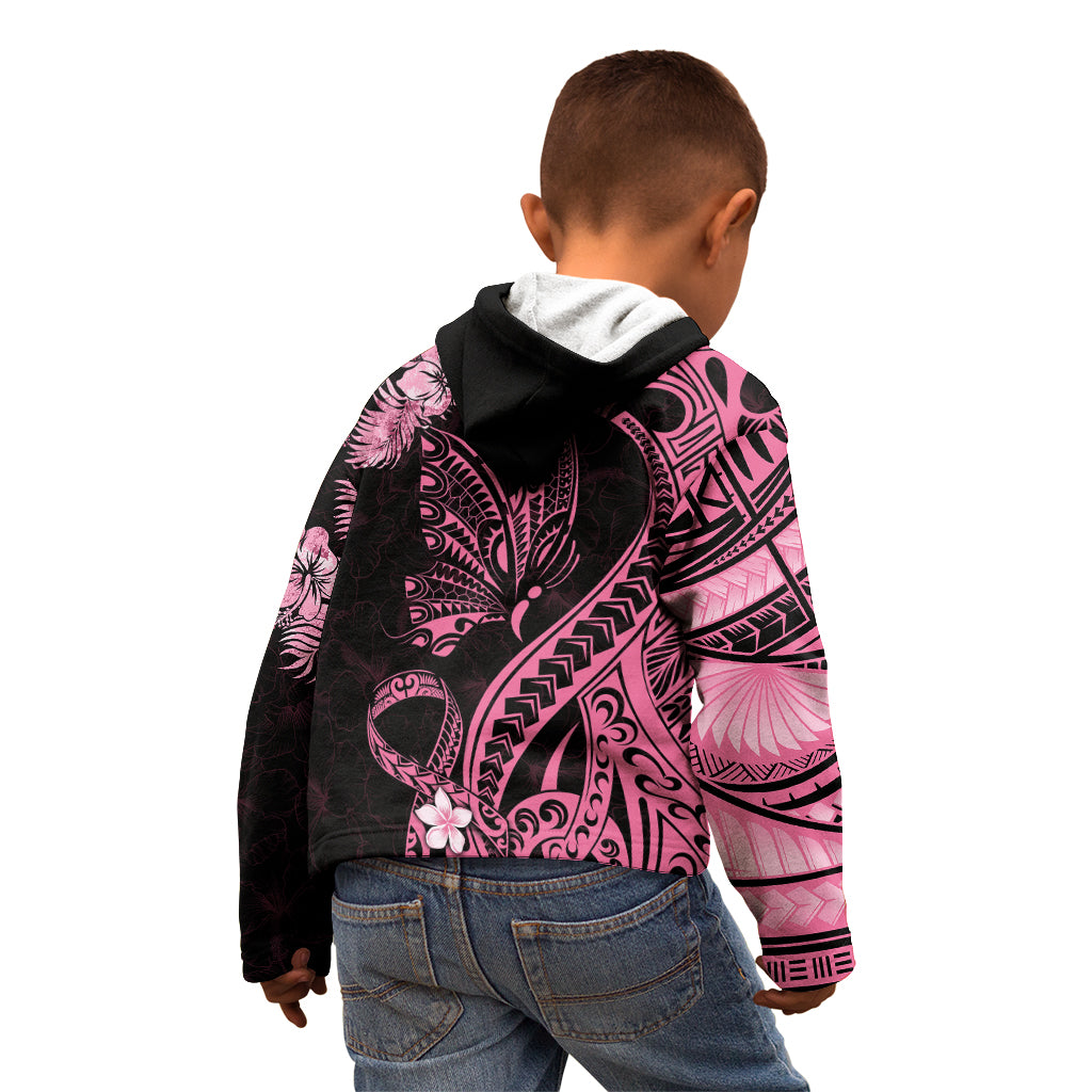 Polynesian Floral Butterfly Kid Hoodie Breast Cancer Pink Ribbon LT9 - Polynesian Pride