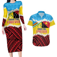 Personalised Torba PNG Forever Couples Matching Long Sleeve Bodycon Dress and Hawaiian Shirt Polynesian Sand Art - Polynesian Pride