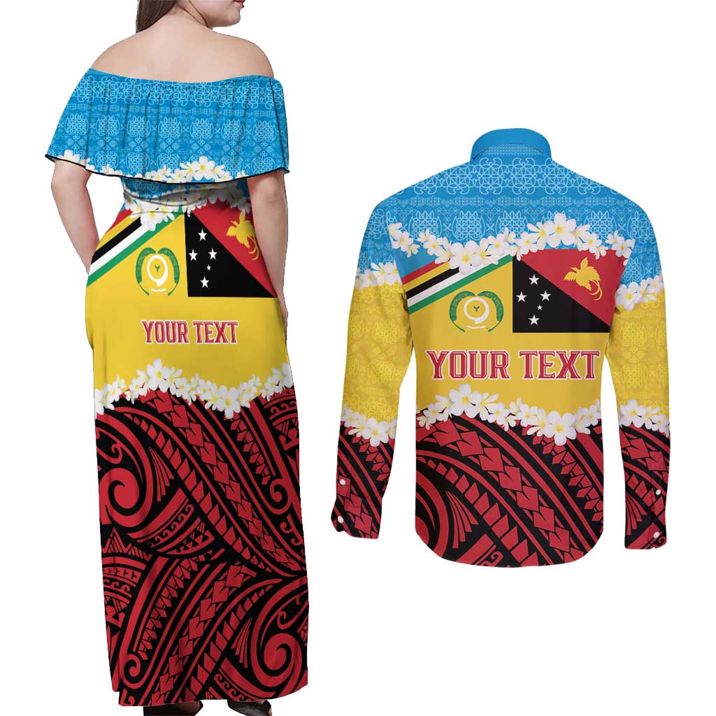Personalised Torba PNG Forever Couples Matching Off Shoulder Maxi Dress and Long Sleeve Button Shirt Polynesian Sand Art - Polynesian Pride