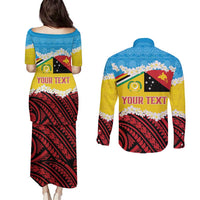 Personalised Torba PNG Forever Couples Matching Puletasi and Long Sleeve Button Shirt Polynesian Sand Art - Polynesian Pride