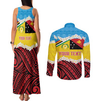 Personalised Torba PNG Forever Couples Matching Tank Maxi Dress and Long Sleeve Button Shirt Polynesian Sand Art - Polynesian Pride