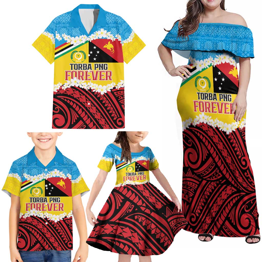 Personalised Torba PNG Forever Family Matching Off Shoulder Maxi Dress and Hawaiian Shirt Polynesian Sand Art - Polynesian Pride