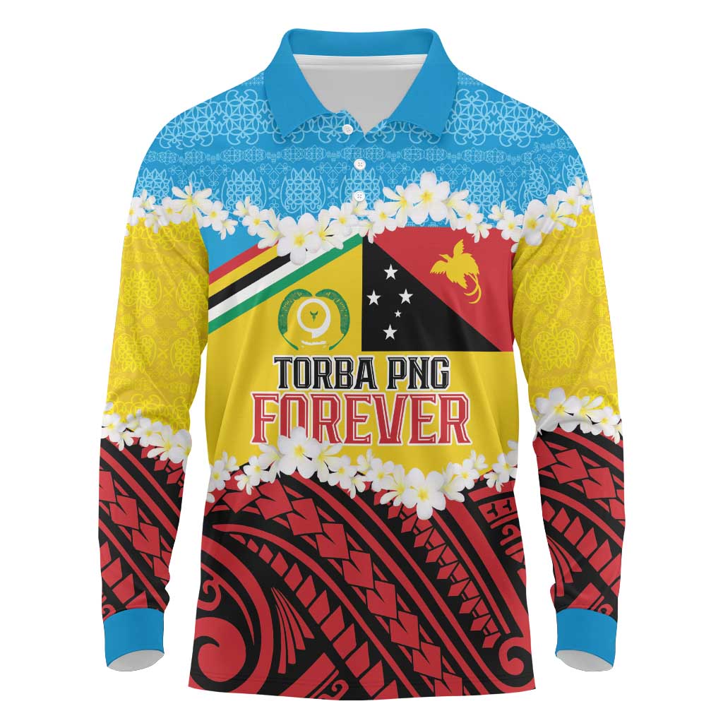 Personalised Torba PNG Forever Long Sleeve Polo Shirt Polynesian Sand Art - Polynesian Pride