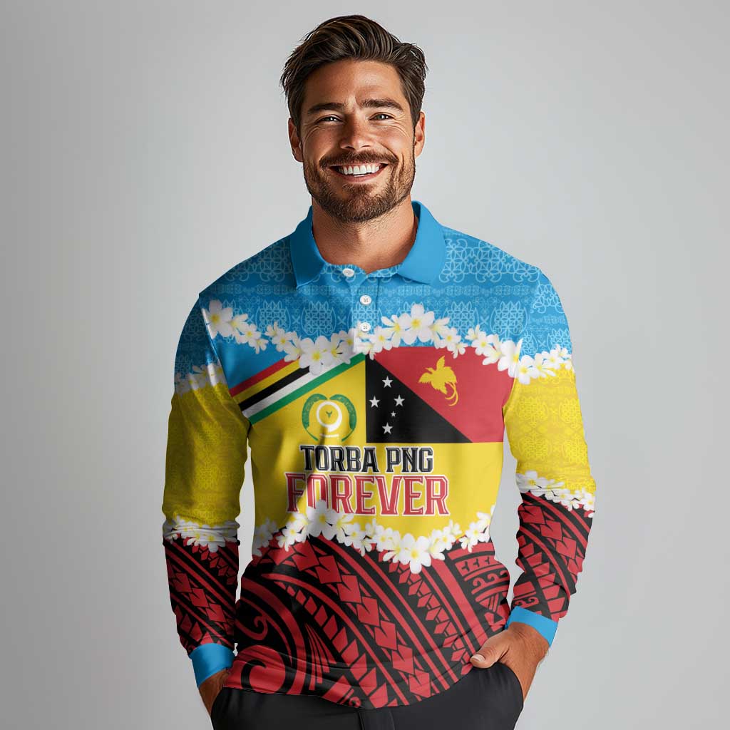 Personalised Torba PNG Forever Long Sleeve Polo Shirt Polynesian Sand Art - Polynesian Pride