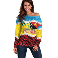 Personalised Torba PNG Forever Off Shoulder Sweater Polynesian Sand Art - Polynesian Pride