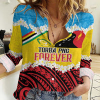 Personalised Torba PNG Forever Women Casual Shirt Polynesian Sand Art - Polynesian Pride