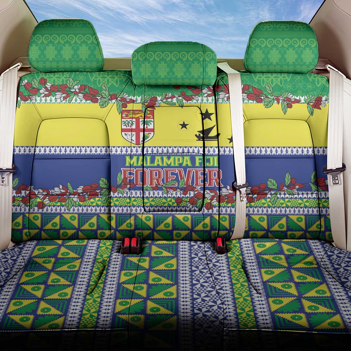 Malampa Fiji Forever Back Car Seat Cover Tagimoucia Polynesian Sand Drawing - Polynesian Pride