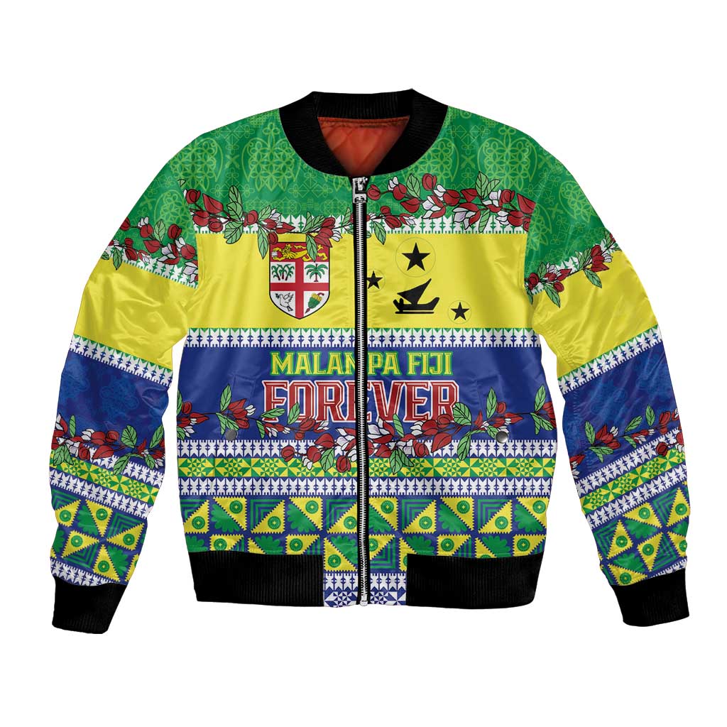 Personalised Malampa Fiji Forever Bomber Jacket Tagimoucia Polynesian Sand Drawing - Polynesian Pride