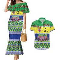 Personalised Malampa Fiji Forever Couples Matching Mermaid Dress and Hawaiian Shirt Tagimoucia Polynesian Sand Drawing - Polynesian Pride
