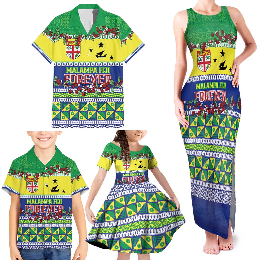 Personalised Malampa Fiji Forever Family Matching Tank Maxi Dress and Hawaiian Shirt Tagimoucia Polynesian Sand Drawing - Polynesian Pride