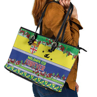 Malampa Fiji Forever Leather Tote Bag Tagimoucia Polynesian Sand Drawing - Polynesian Pride