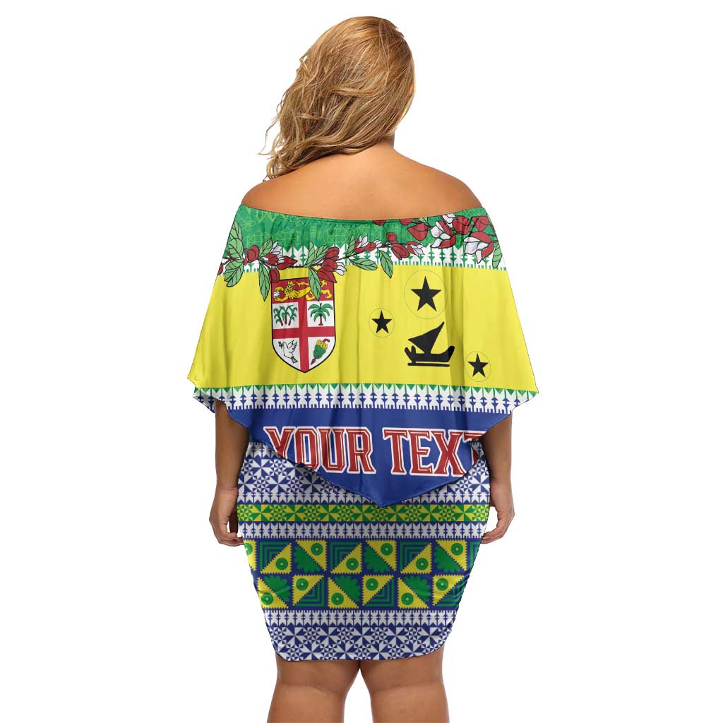 Personalised Malampa Fiji Forever Off Shoulder Short Dress Tagimoucia Polynesian Sand Drawing - Polynesian Pride