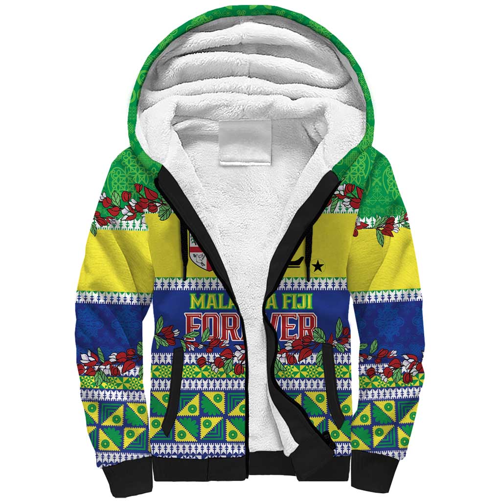 Personalised Malampa Fiji Forever Sherpa Hoodie Tagimoucia Polynesian Sand Drawing - Polynesian Pride