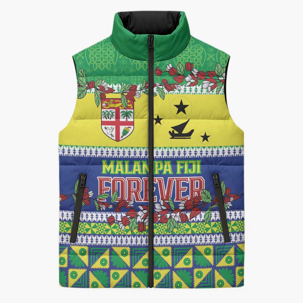 Personalised Malampa Fiji Forever Sleeveless Puffer Jacket Tagimoucia Polynesian Sand Drawing - Polynesian Pride