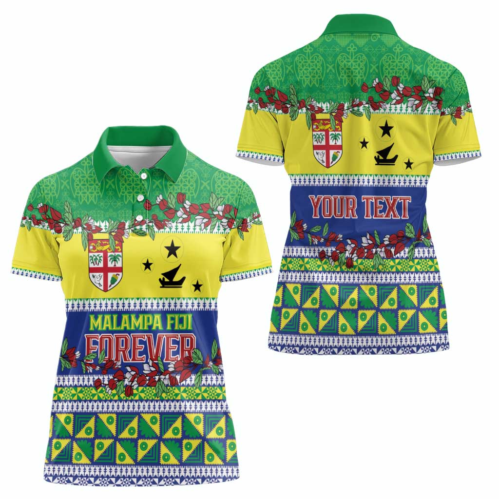 Personalised Malampa Fiji Forever Women Polo Shirt Tagimoucia Polynesian Sand Drawing - Polynesian Pride