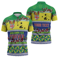 Personalised Malampa Fiji Forever Zipper Polo Shirt Tagimoucia Polynesian Sand Drawing - Polynesian Pride