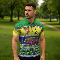 Personalised Malampa Fiji Forever Zipper Polo Shirt Tagimoucia Polynesian Sand Drawing - Polynesian Pride