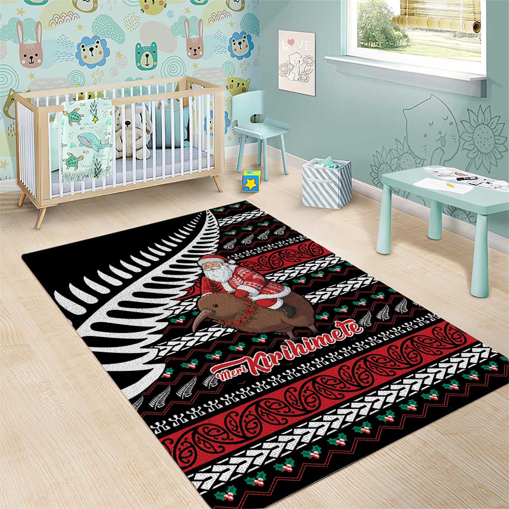 New Zealand Kiwi Santa Christmas Area Rug He Wairua Kirihimete - Polynesian Pride