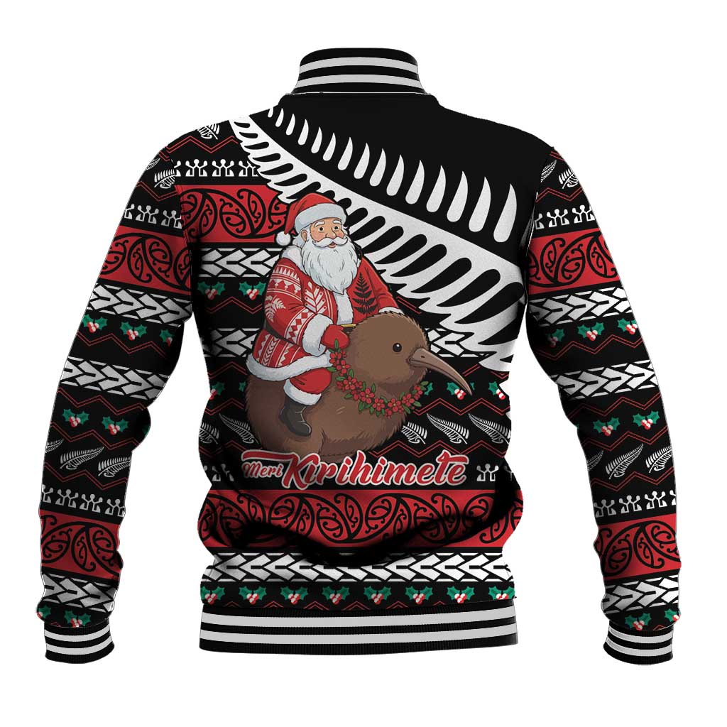 New Zealand Kiwi Santa Christmas Baseball Jacket He Wairua Kirihimete - Polynesian Pride