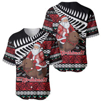 New Zealand Kiwi Santa Christmas Baseball Jersey He Wairua Kirihimete - Polynesian Pride