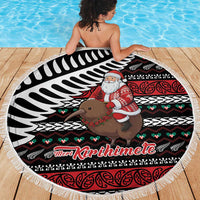 New Zealand Kiwi Santa Christmas Beach Blanket He Wairua Kirihimete - Polynesian Pride