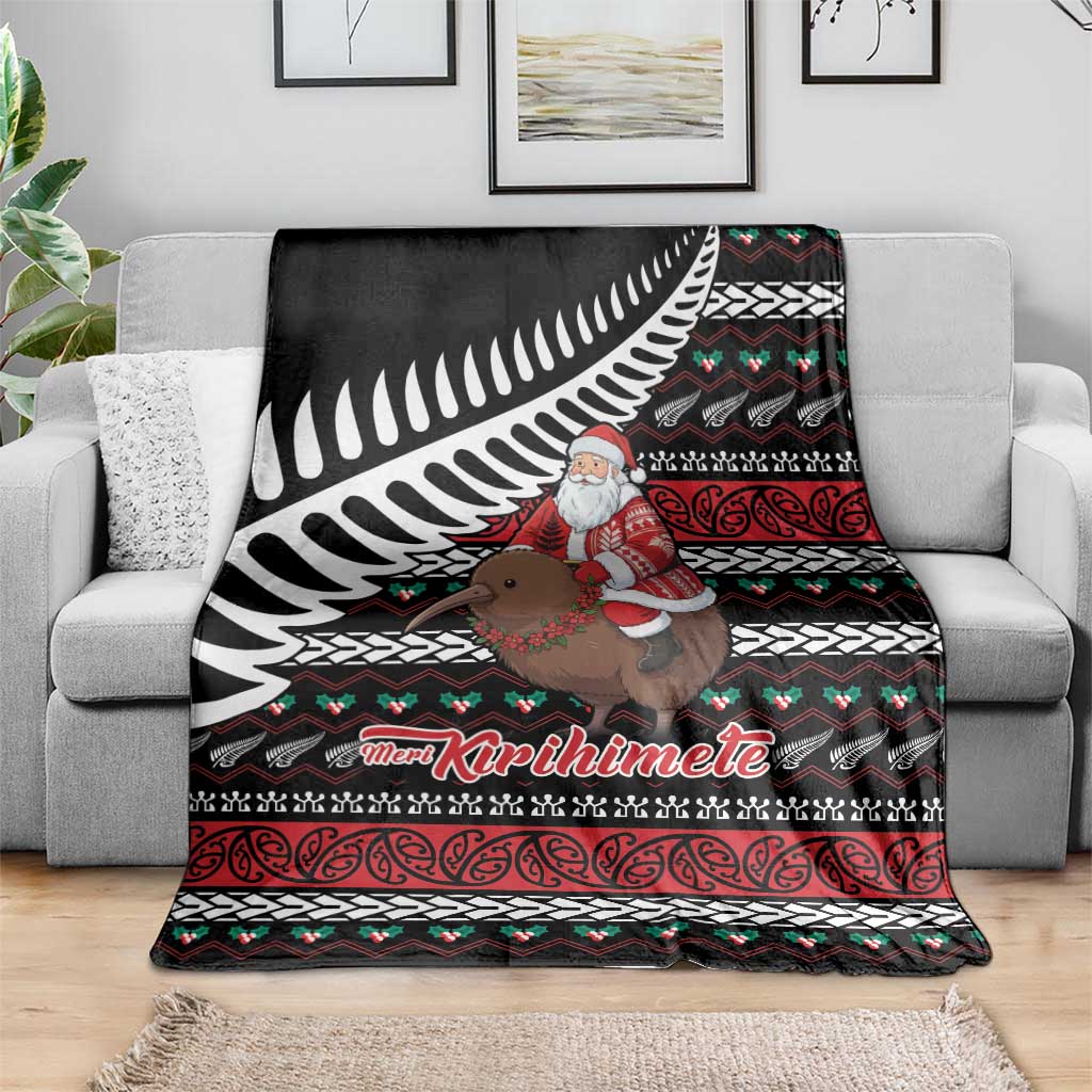 New Zealand Kiwi Santa Christmas Blanket He Wairua Kirihimete - Polynesian Pride