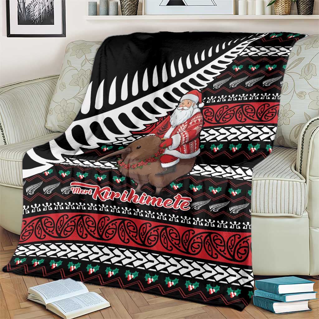 New Zealand Kiwi Santa Christmas Blanket He Wairua Kirihimete - Polynesian Pride