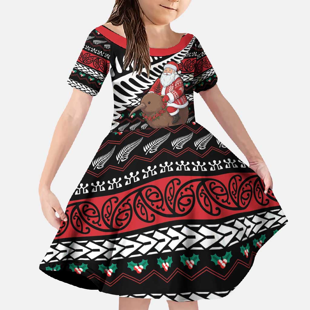 New Zealand Kiwi Santa Christmas Family Matching Off Shoulder Maxi Dress and Hawaiian Shirt He Wairua Kirihimete - Polynesian Pride