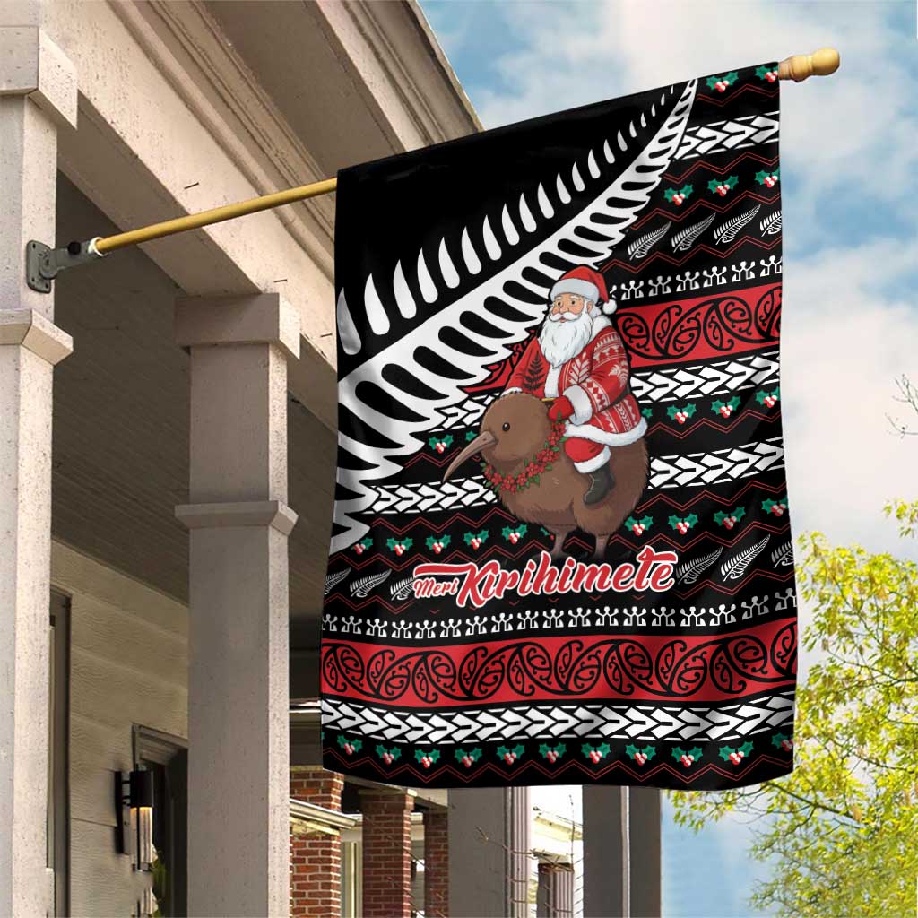 New Zealand Kiwi Santa Christmas Garden Flag He Wairua Kirihimete - Polynesian Pride