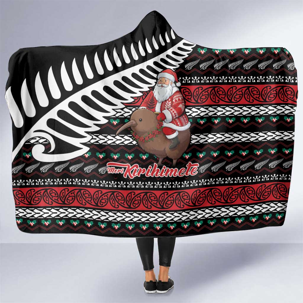 New Zealand Kiwi Santa Christmas Hooded Blanket He Wairua Kirihimete - Polynesian Pride