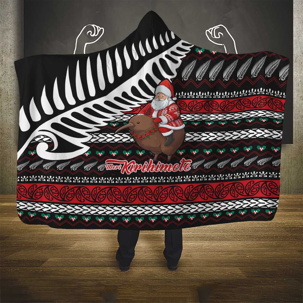 New Zealand Kiwi Santa Christmas Hooded Blanket He Wairua Kirihimete - Polynesian Pride