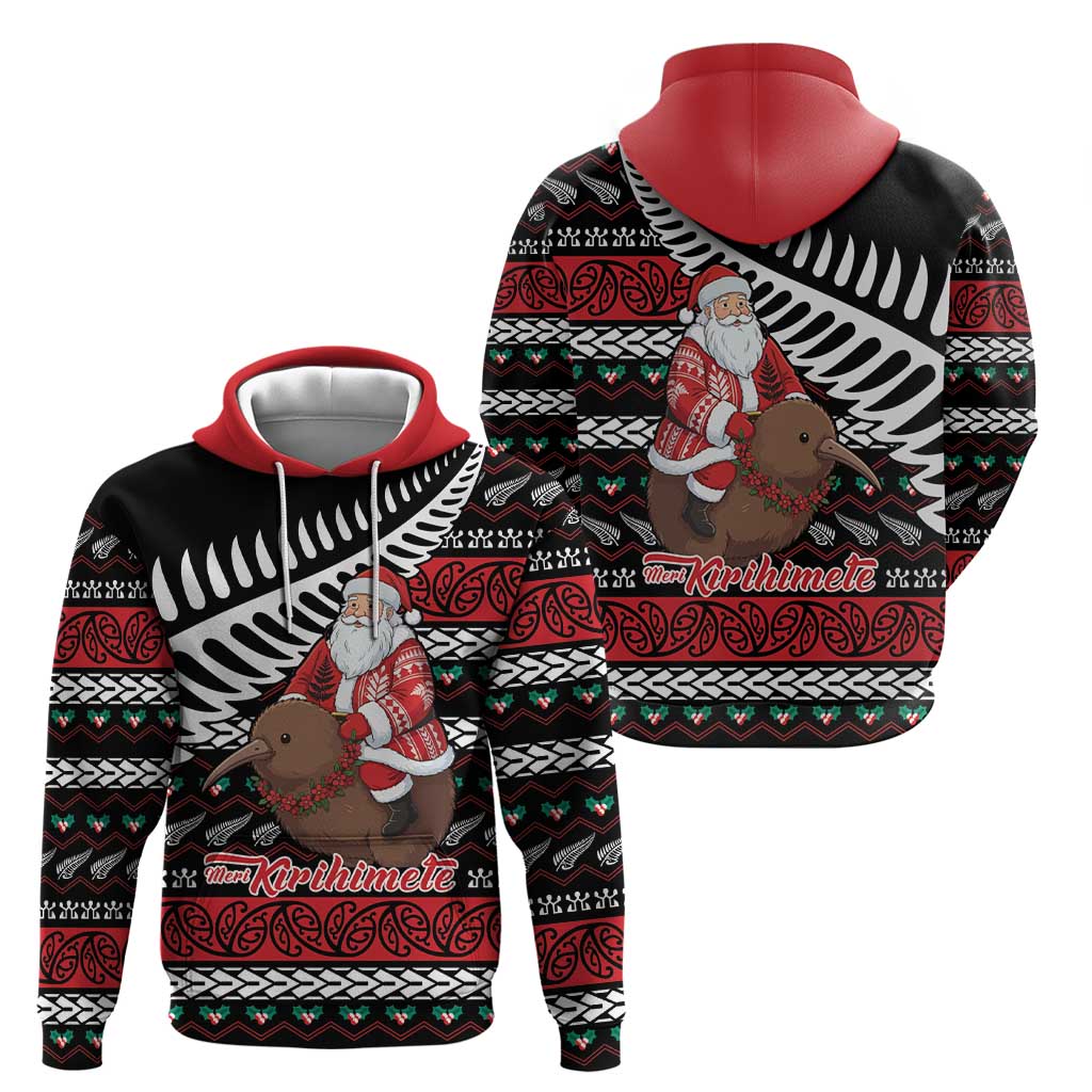 New Zealand Kiwi Santa Christmas Hoodie He Wairua Kirihimete - Polynesian Pride