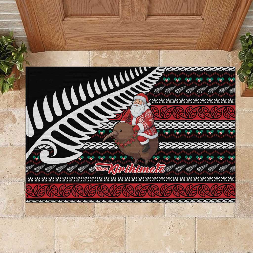 New Zealand Kiwi Santa Christmas Rubber Doormat He Wairua Kirihimete - Polynesian Pride