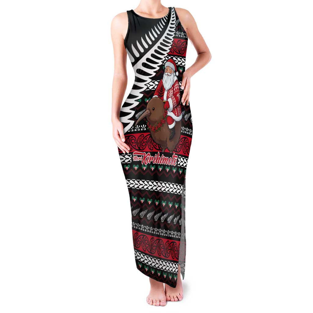 New Zealand Kiwi Santa Christmas Tank Maxi Dress He Wairua Kirihimete - Polynesian Pride