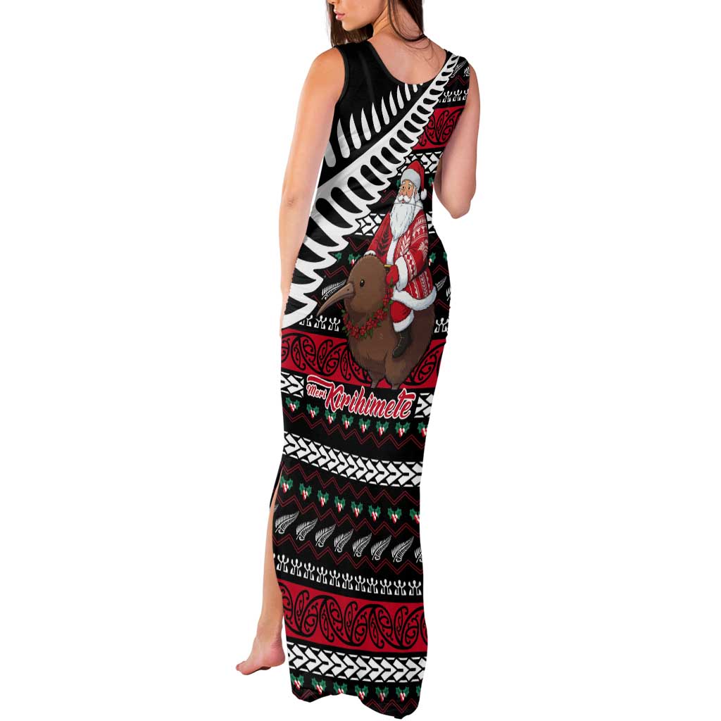 New Zealand Kiwi Santa Christmas Tank Maxi Dress He Wairua Kirihimete - Polynesian Pride