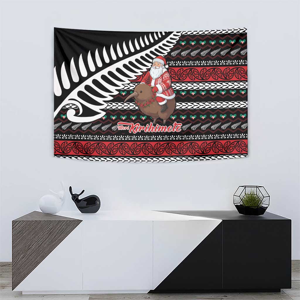 New Zealand Kiwi Santa Christmas Tapestry He Wairua Kirihimete - Polynesian Pride